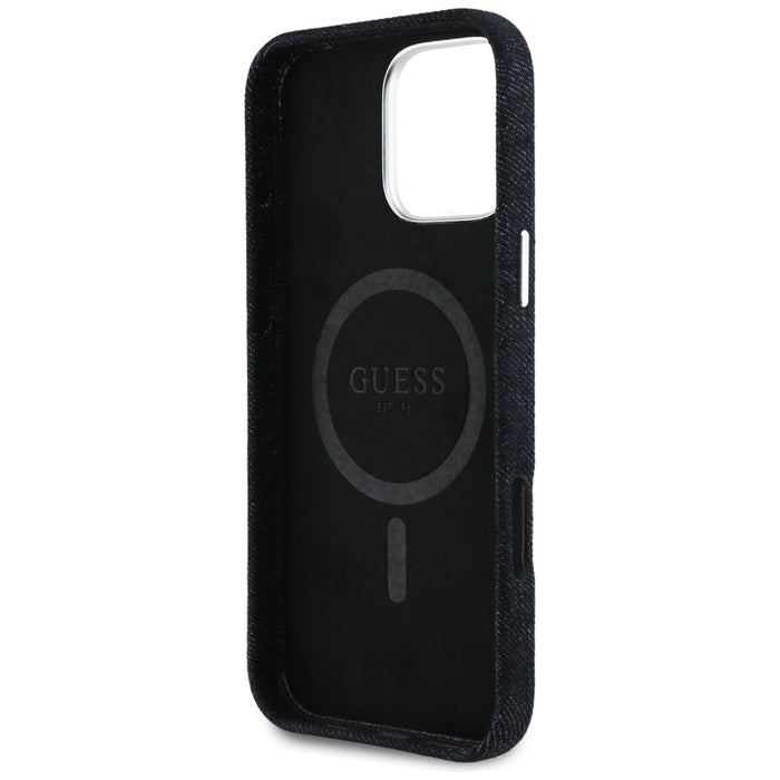 Guess Denim Triangle Logo MagSafe iPhone 16 Pro Max Case - Black