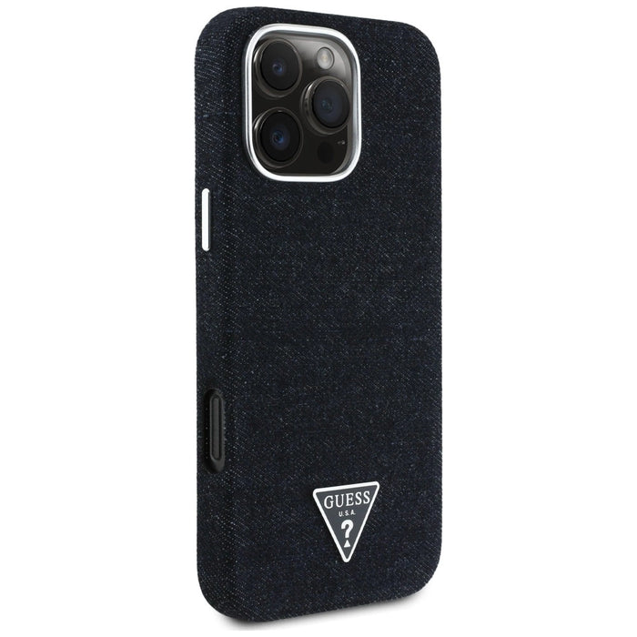 Guess Denim Triangle Logo MagSafe iPhone 16 Pro Max Case - Black