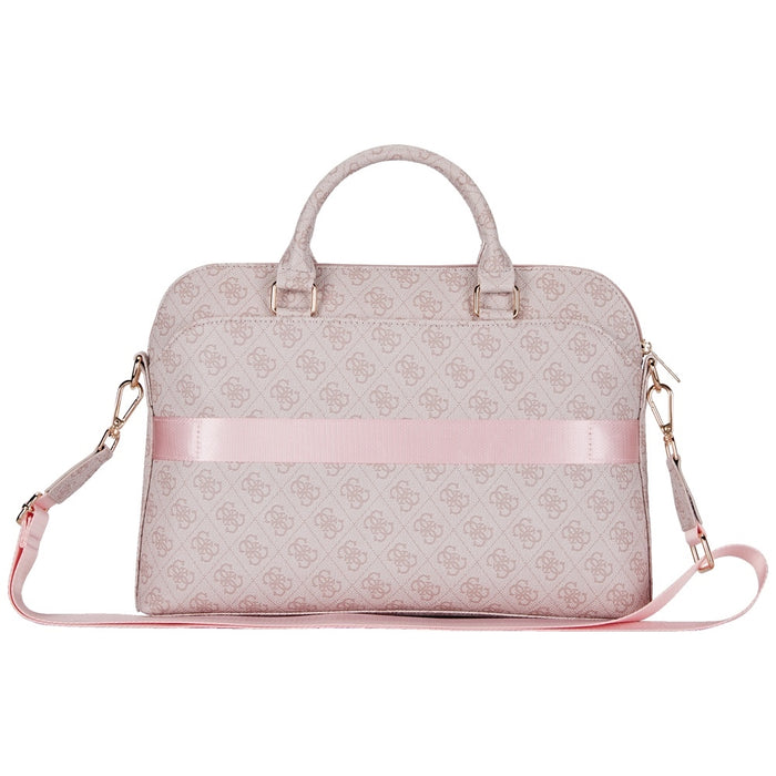Guess 4G Zipper Pocket Triangle Logo 15&quot; Laptop Bag - Pink