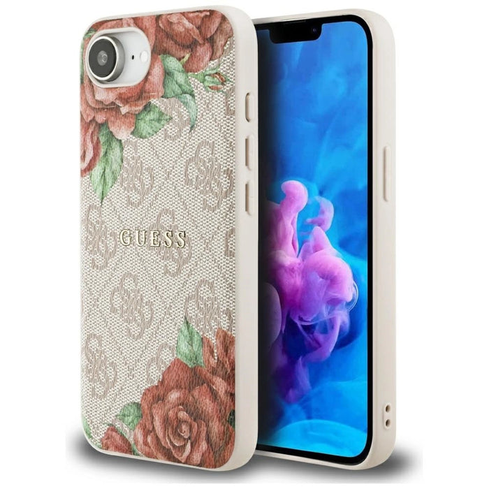 Guess 4G Flowers Print MagSafe iPhone 16e Case - Pink