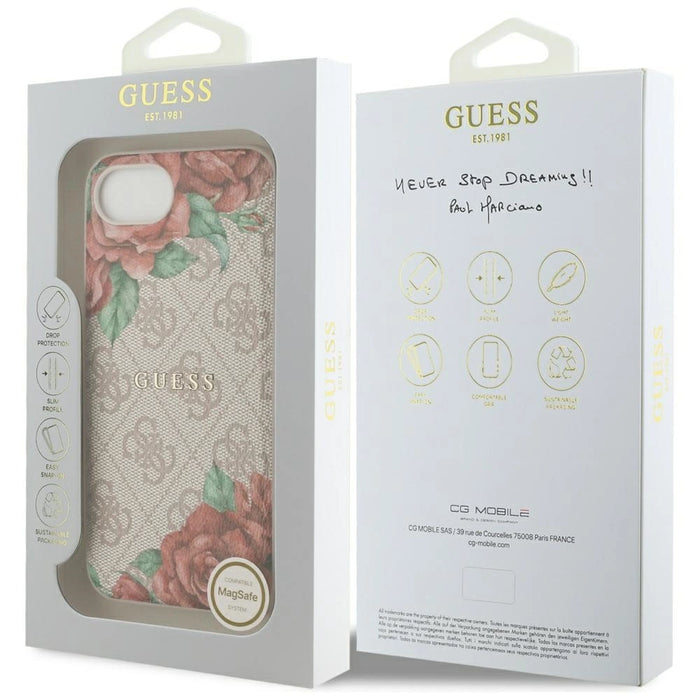 Guess 4G Flowers Print MagSafe iPhone 16e Case - Pink
