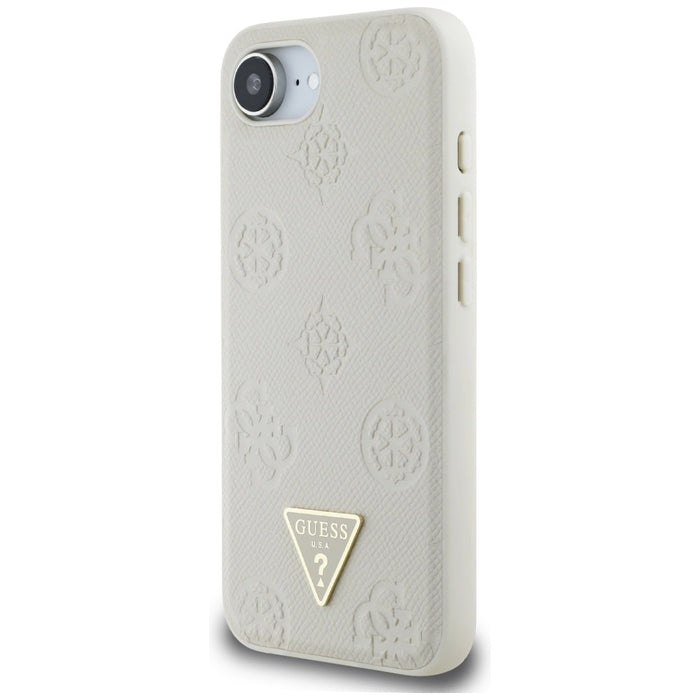 Guess Grained Hot Stamp Peony Triangle Logo MagSafe case for iPhone 16e - beige