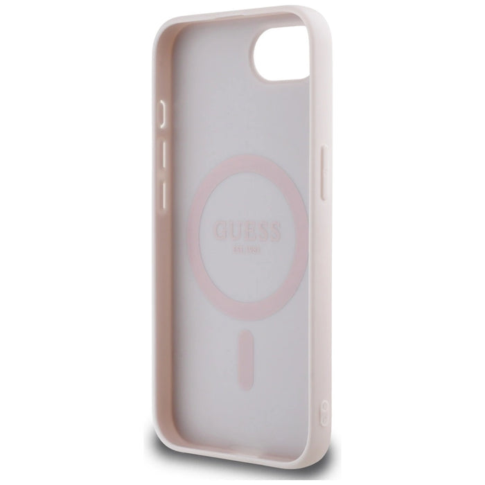 Guess Grained Hot Stamp Peony Triangle Logo MagSafe case for iPhone 16e - beige