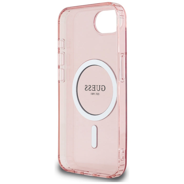 Guess IML Glitter Circle MagSafe case for iPhone 16e - pink