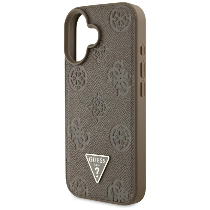 Guess Grained Hot Stamp Peony Triangle Logo MagSafe iPhone 16 Case - Brown