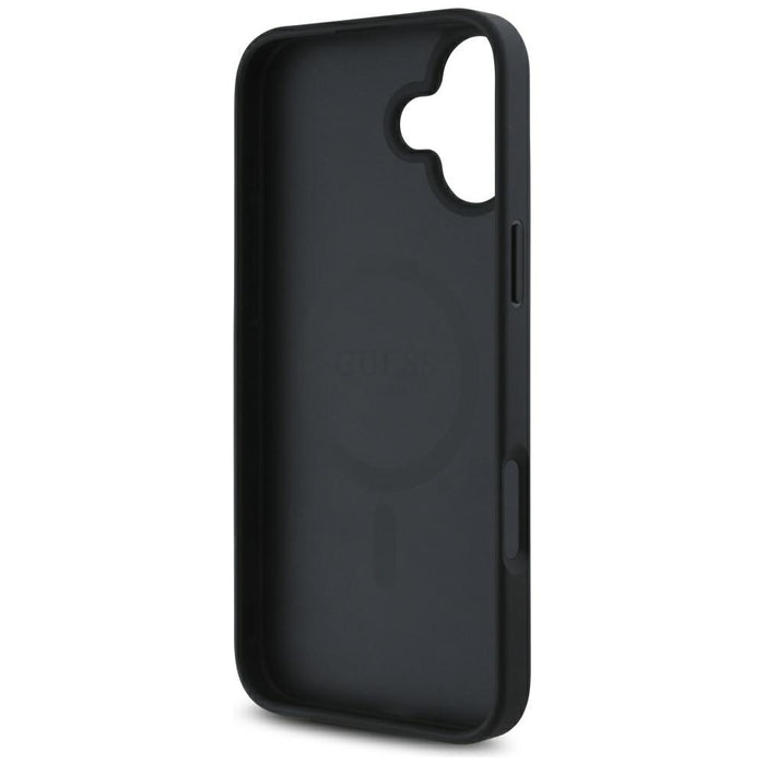 Guess Grained Hot Stamp Peony Triangle Logo MagSafe Case for iPhone 16 - Black