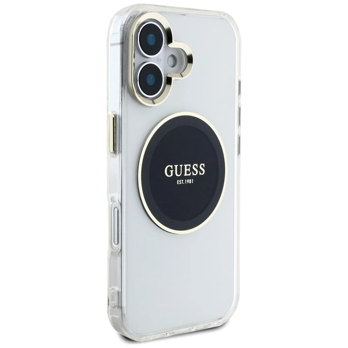 Guess IML Metal Colored Circle Classic Logo MagSafe case for iPhone 16 - black