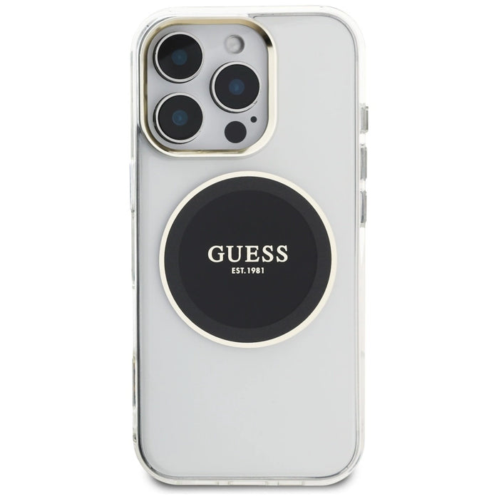 Guess IML Metal Colored Circle Classic Logo MagSafe case for iPhone 16 Pro - black