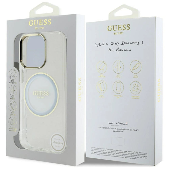 Guess IML Metal Colored Circle Classic Logo MagSafe case for iPhone 16 Pro Max - white