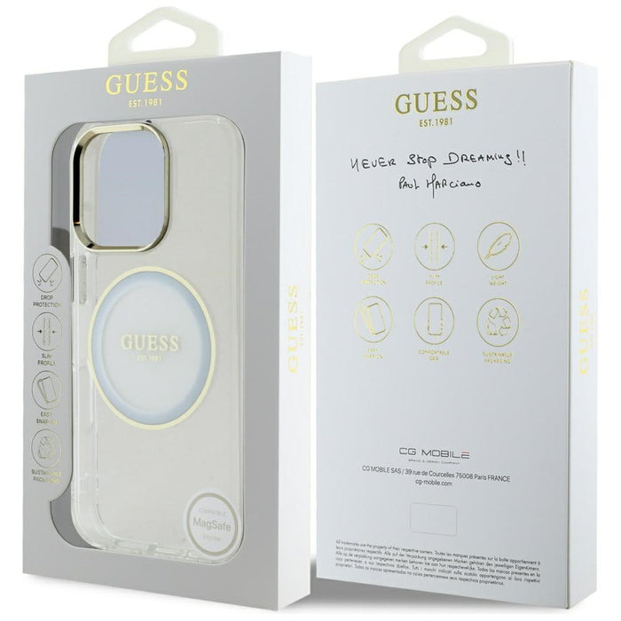 Guess IML Metal Colored Circle Classic Logo MagSafe case for iPhone 16 Pro Max - white