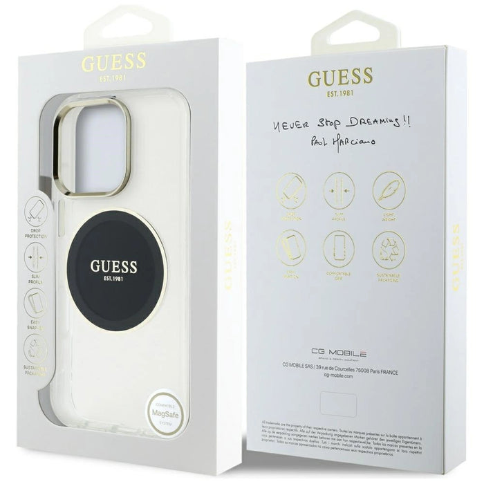 Guess IML Metal Colored Circle Classic Logo MagSafe Case for iPhone 16 Pro Max - Black