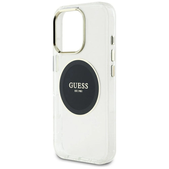 Guess IML Metal Colored Circle Classic Logo MagSafe Case for iPhone 16 Pro Max - Black