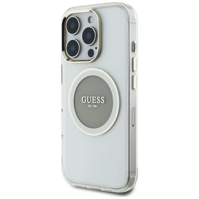 Guess IML Metal Colored Circle Classic Logo MagSafe case for iPhone 16 Pro Max - gray
