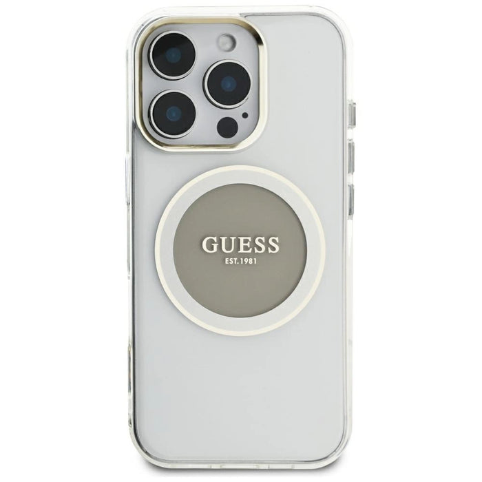 Guess IML Metal Colored Circle Classic Logo MagSafe case for iPhone 16 Pro Max - gray