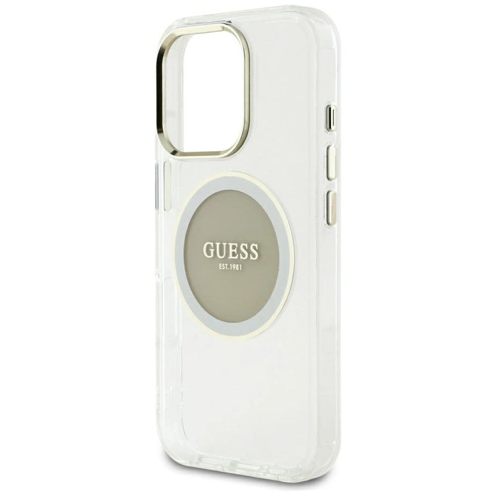 Guess IML Metal Colored Circle Classic Logo MagSafe case for iPhone 16 Pro Max - gray