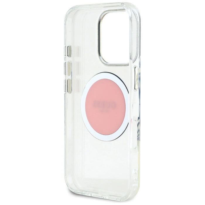 Guess IML Metal Colored Circle Classic Logo MagSafe iPhone 16 Pro Case - Pink