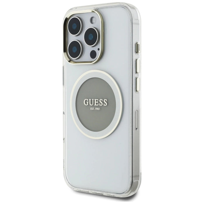 Guess IML Metal Colored Circle Classic Logo MagSafe case for iPhone 16 Pro - gray