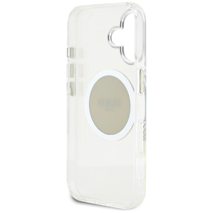 Guess IML Metal Colored Circle Classic Logo MagSafe case for iPhone 16 - gray