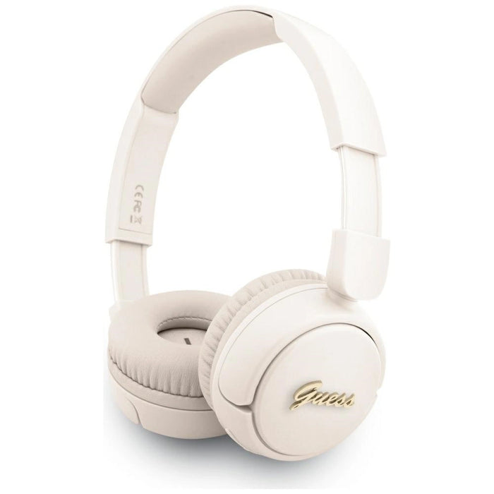 Guess Metal Logo Script Over-Ear Headphones - Beige