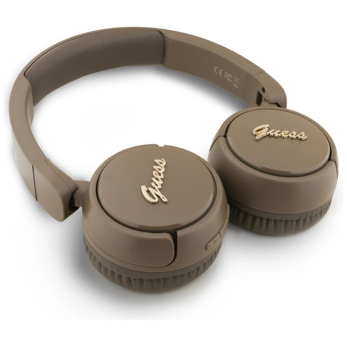 Guess Metal Logo Script Over-Ear Headphones - Brown
