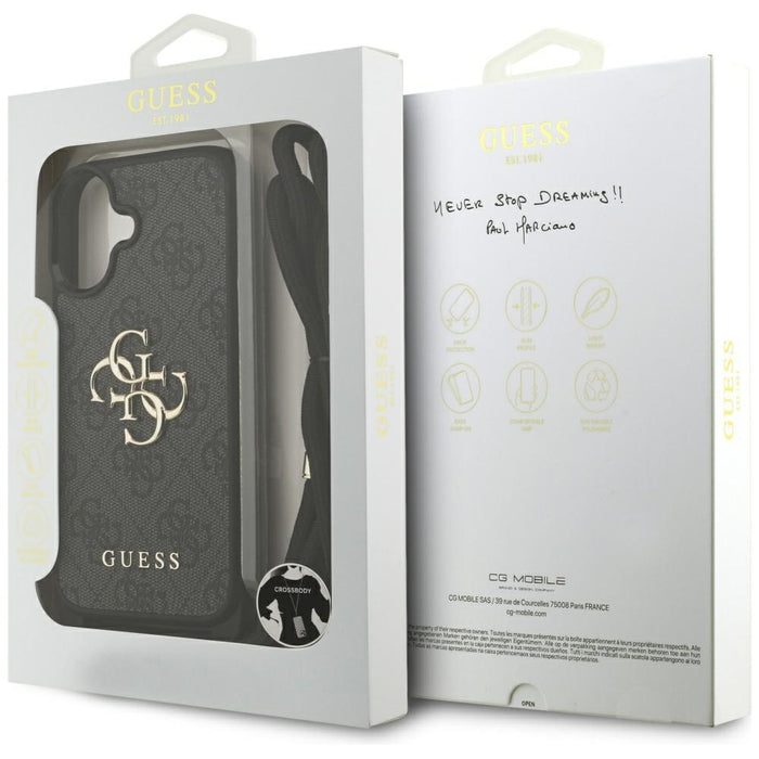 Guess 4G Big Logo Cord Stap Crossbody Case for iPhone 17 - Black