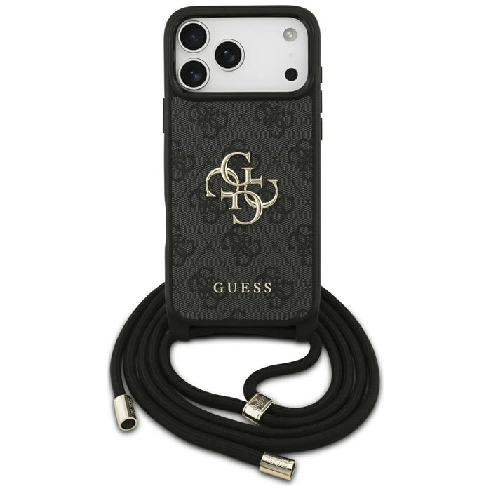 Guess 4G Big Logo Cord Stap Crossbody Case for iPhone 17 Pro Max - Black