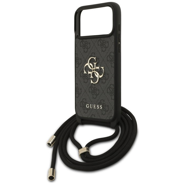 Guess 4G Big Logo Cord Stap Crossbody Case for iPhone 17 Pro Max - Black