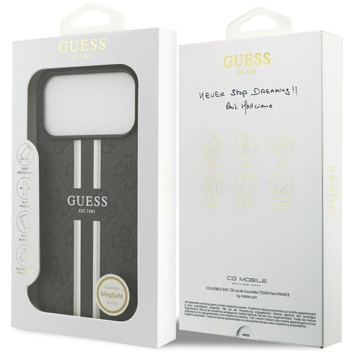 Guess 4G Printed Stripes MagSafe case for iPhone 17 Pro Max - black