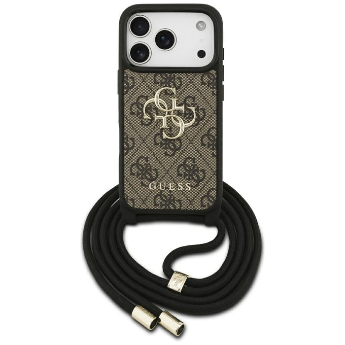 Guess 4G Big Logo Cord Stap Crossbody Case for iPhone 17 Pro - Brown