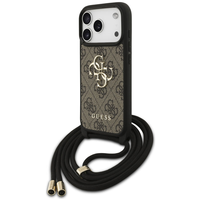 Guess 4G Big Logo Cord Stap Crossbody Case for iPhone 17 Pro - Brown