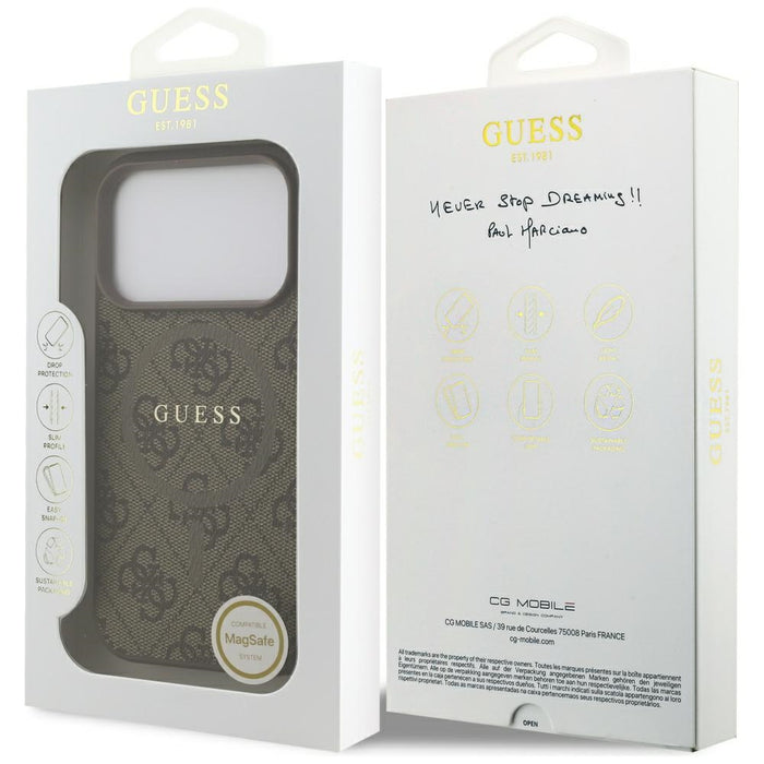 Guess 4G Ring Classic Logo MagSafe Case for iPhone 17 Pro - Brown