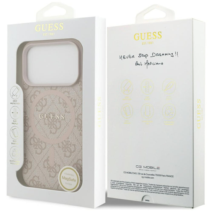 Guess 4G Ring Classic Logo MagSafe Case for iPhone 17 Pro - Pink