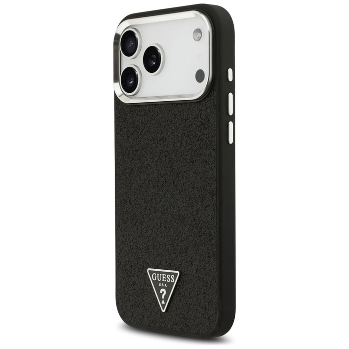 Guess Glitter Triangle Logo MagSafe Case for iPhone 17 Pro Max - Black