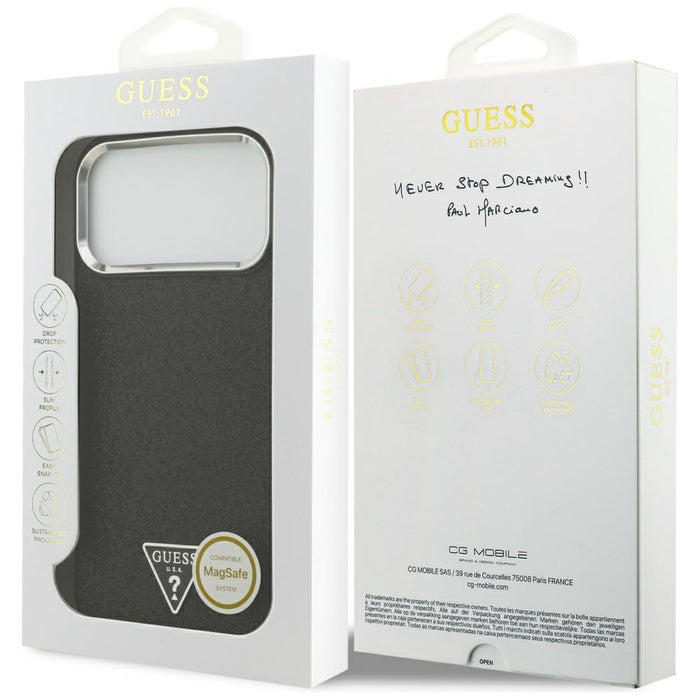 Guess Glitter Triangle Logo MagSafe Case for iPhone 17 Pro Max - Black