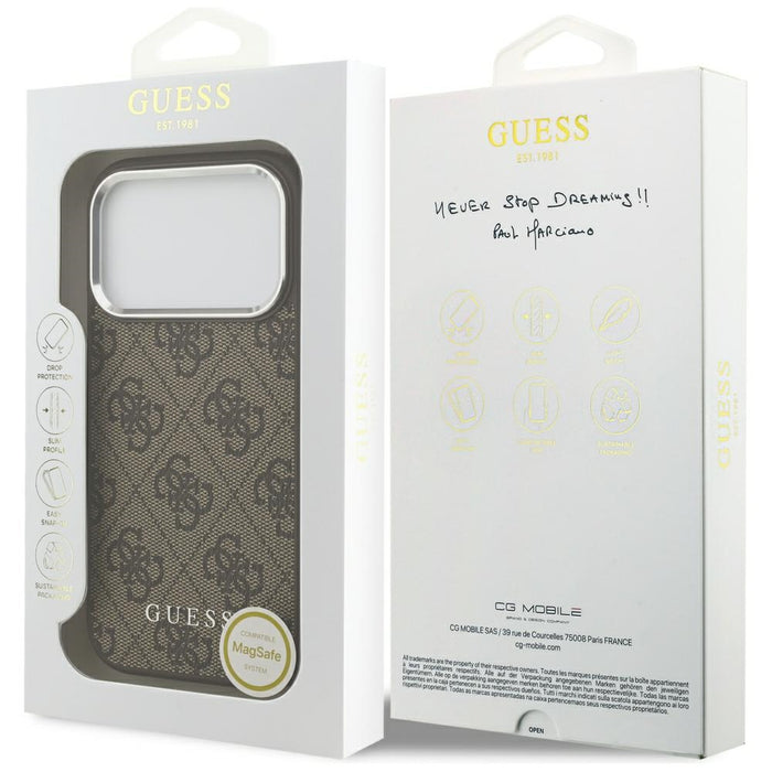 Guess 4G Classic Logo MagSafe case for iPhone 17 Pro - brown