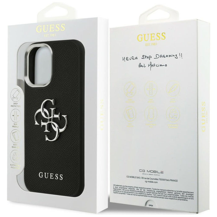 Guess Grained Big 4G Classic Logo case for iPhone 17 - black