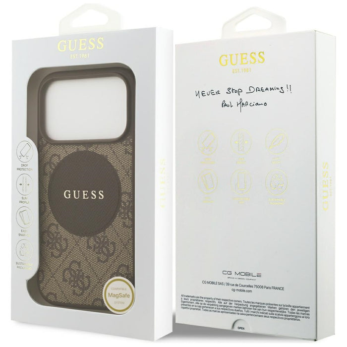 Guess 4G Circle Classic Logo MagSafe case for iPhone 17 Pro - brown