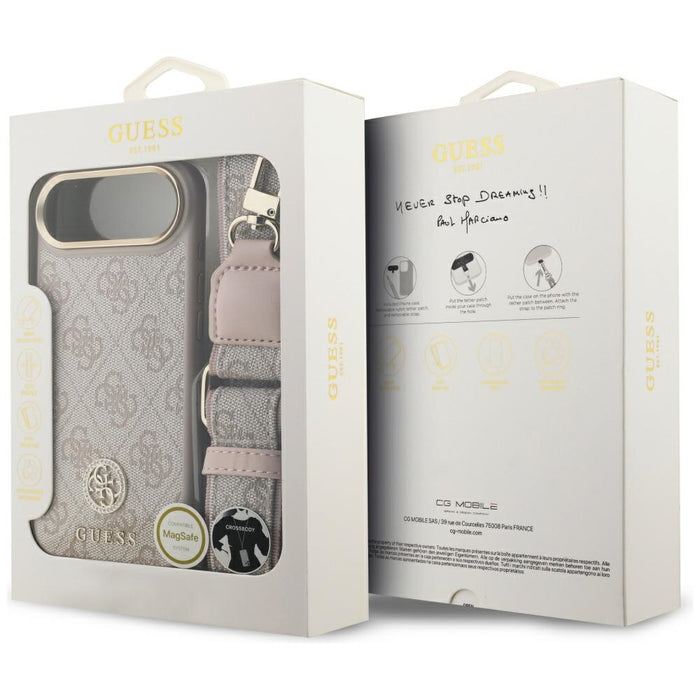 Guess 4G Strass Logo &amp; Big Strap Metal Buttons MagSafe Case for iPhone Air - Pink