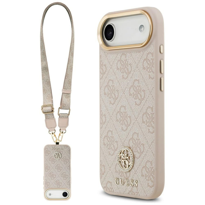 Guess 4G Strass Logo &amp; Big Strap Metal Buttons MagSafe Case for iPhone Air - Pink