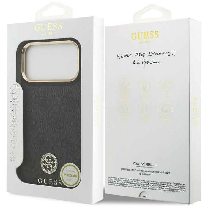 Guess 4G Strass Logo MagSafe Case for iPhone 17 Pro Max - Black
