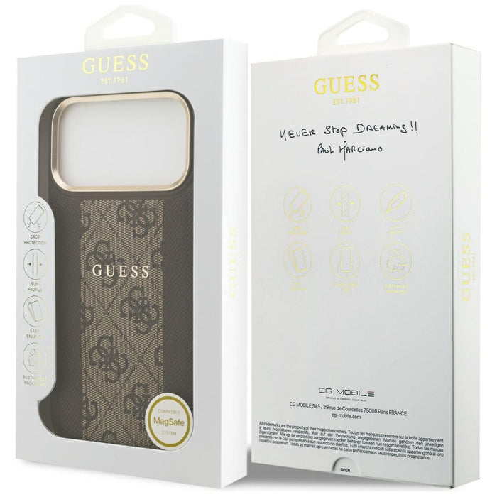 Guess 4G Stripe MagSafe case for iPhone 17 Pro Max - brown