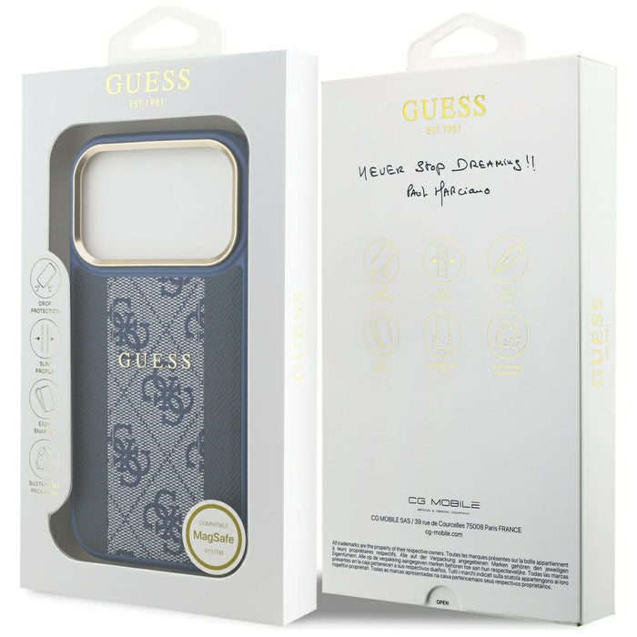 Guess 4G Stripe MagSafe Case for iPhone 17 Pro - Blue