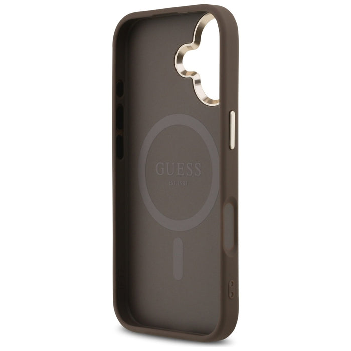 Guess 4G Triangle Logo MagSafe Case for iPhone 17 - Brown and Gold
