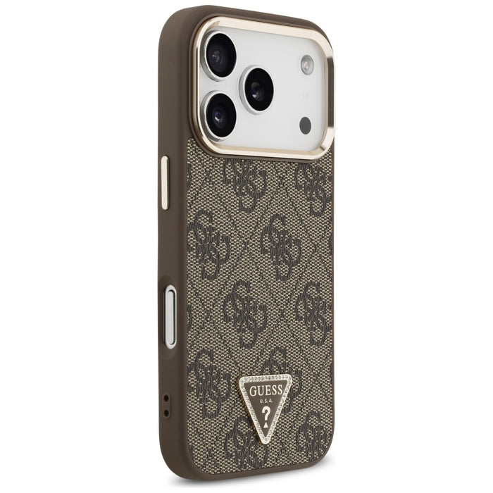 Guess 4G Triangle Logo MagSafe Case for iPhone 17 Pro - Brown and Gold