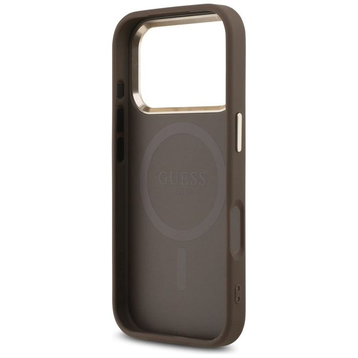 Guess 4G Triangle Logo MagSafe Case for iPhone 17 Pro - Brown and Gold