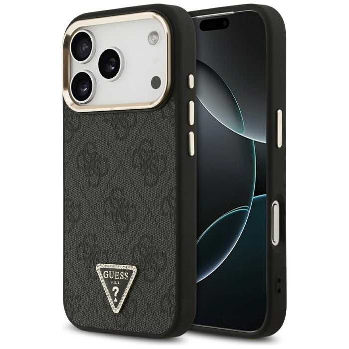 Guess 4G Triangle Logo MagSafe Case for iPhone 17 Pro - Black and Gold