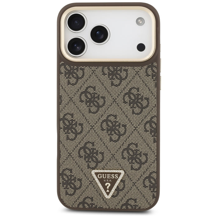 Guess 4G Triangle Logo MagSafe Case for iPhone 17 Pro Max - Brown &amp; Gold