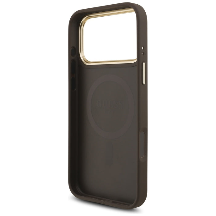 Guess 4G Triangle Logo MagSafe Case for iPhone 17 Pro Max - Brown &amp; Gold