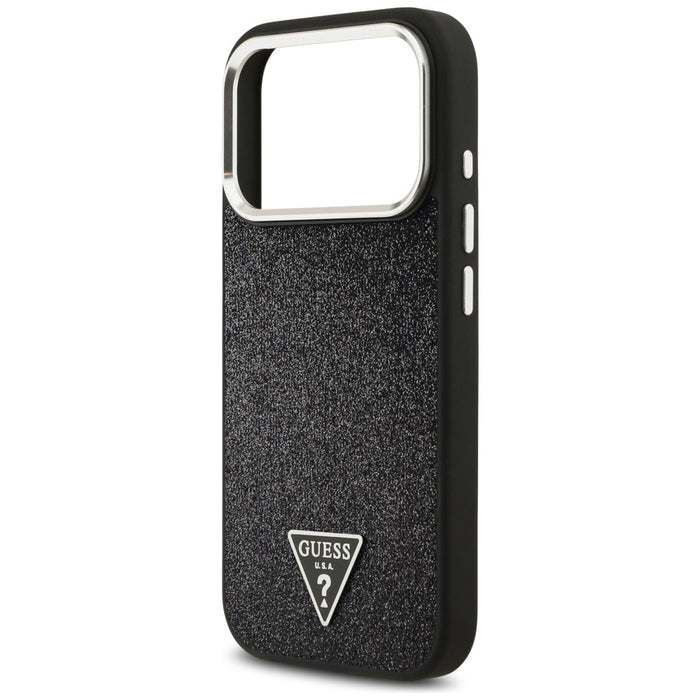 Guess Glitter Triangle Logo MagSafe Case for iPhone 17 Pro - Black