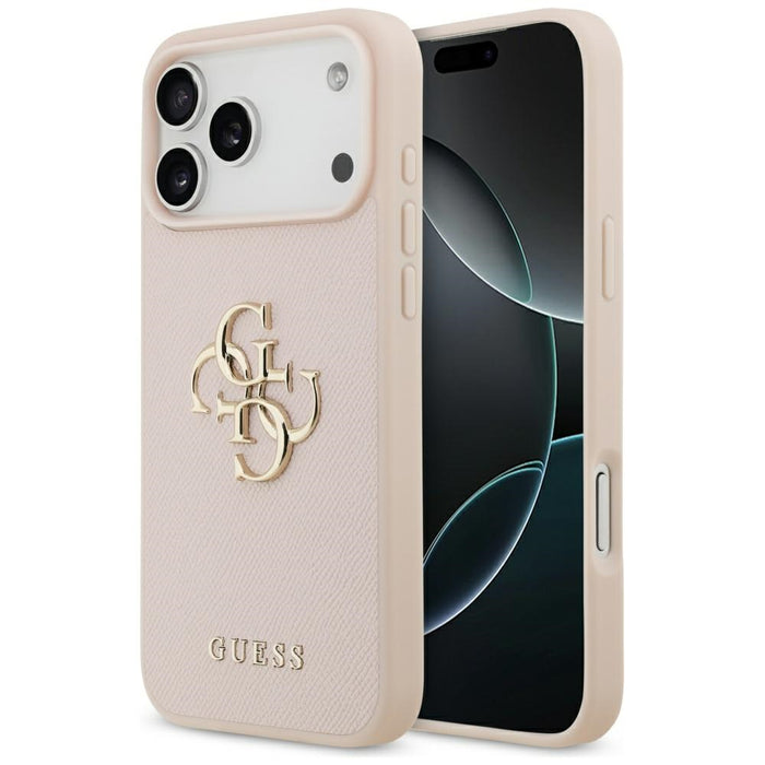 Guess Grained Big 4G &amp; Classic Logo Case for iPhone 17 Pro Max - Pink